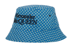 Alexander McQueen Skulls Bucket Hat, Polyamide, Blue, 3*